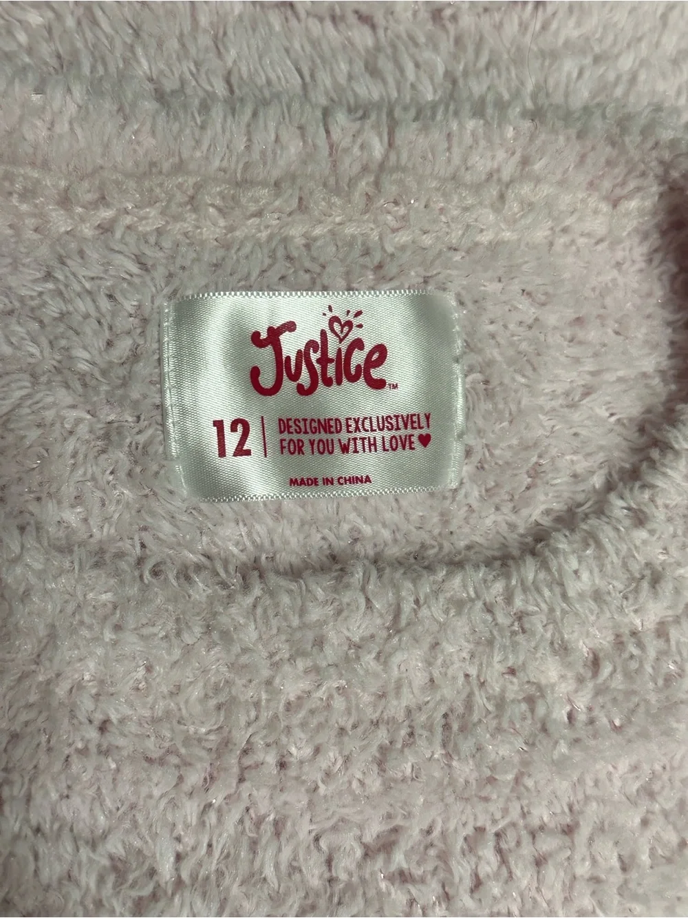 Justice. Light Pink Fuzzy Pullover